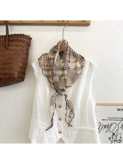 Scarvii - Plaid Ruffle Edge Triangle Scarf
