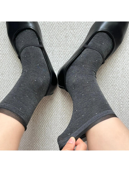 Rufia - Dot Pattern Lace Trim Socks