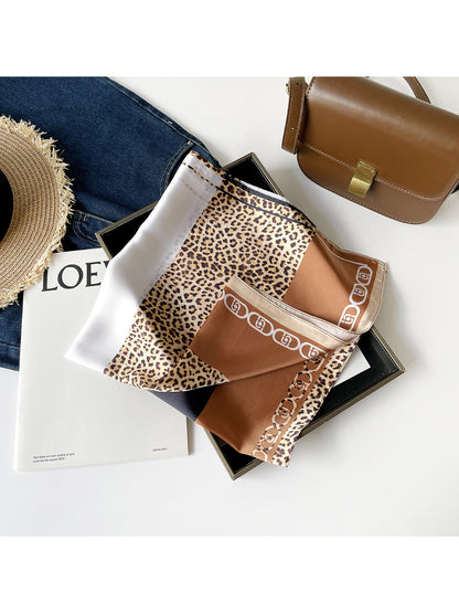 Scarvii - Leopard Print Chain Border Square Scarf