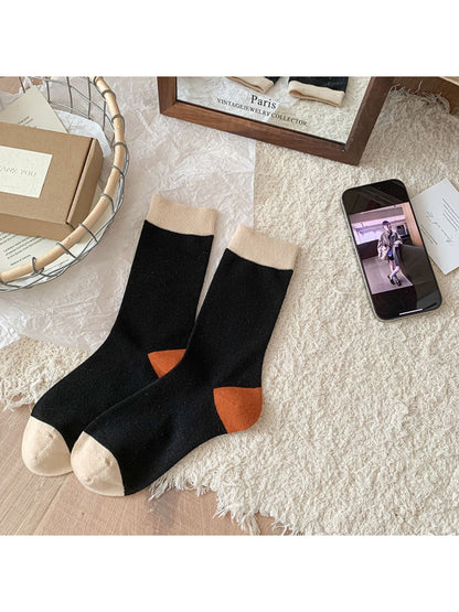 Rufia - Soft Contrast Color Crew Socks