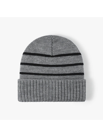 Haila - Striped Fleece-Lined Cuffed Knit Beanie