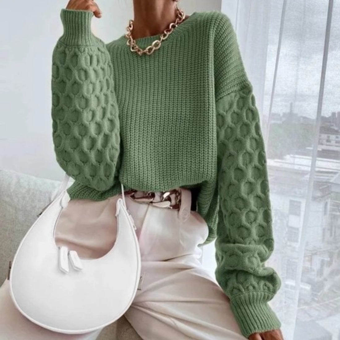 Crosa - Fashionable Solid Color Knitted Sweater