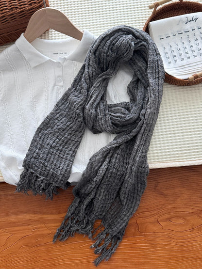 Scarvii - Fringed Crinkled Texture Scarf