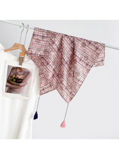 Scarvii - Elegant Print Tassel Square Scarf
