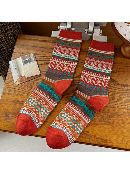 Rufia - Retro Style Mid-Calf Socks for Women
