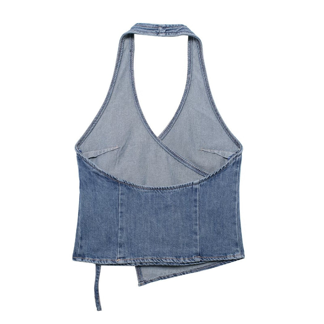 Vesty - Denim Halter Neck Top - Summer Chic