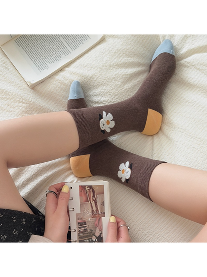 Rufia - Patterned Design Ribbed-Cuff Crew Socks