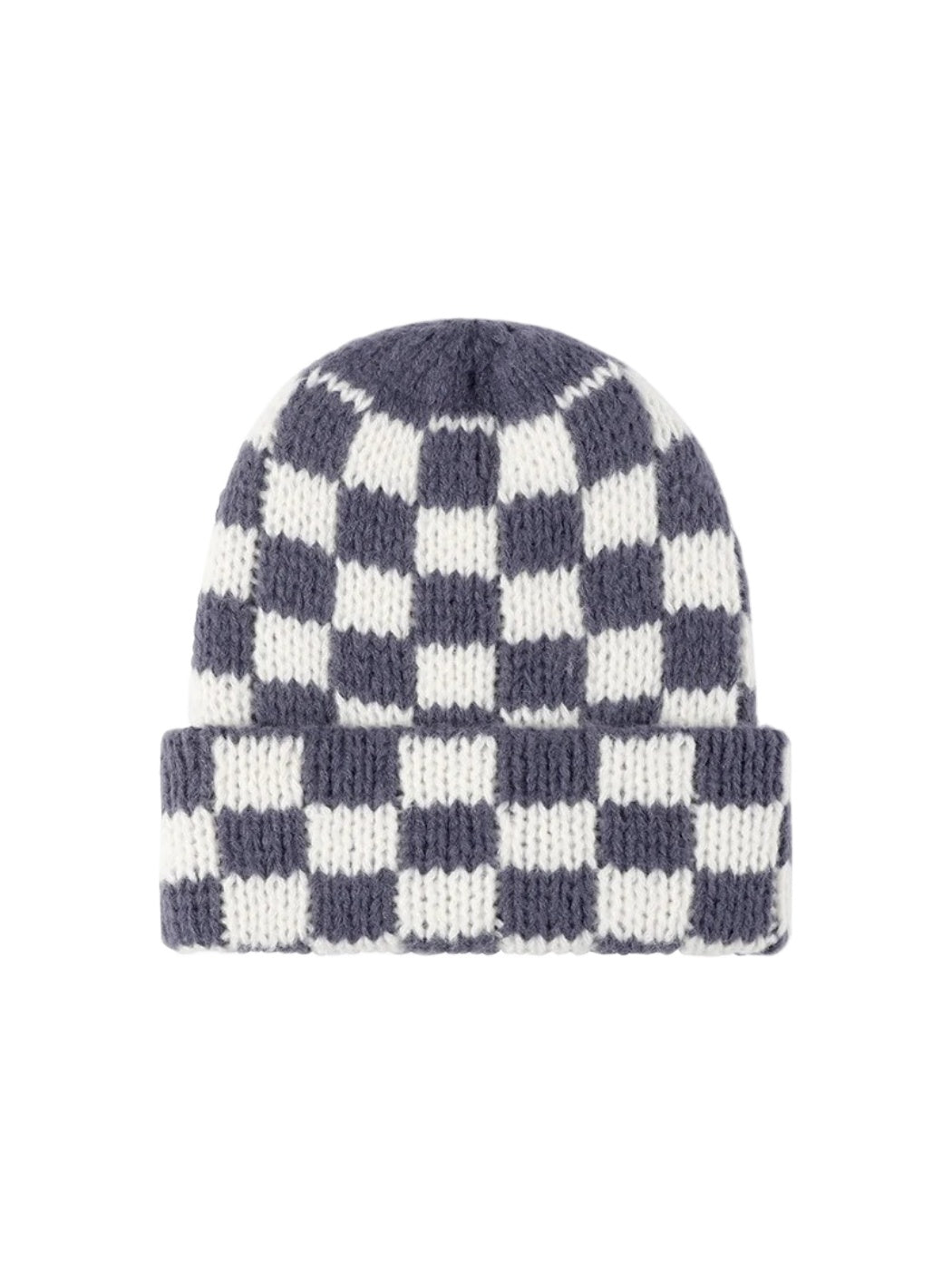 Haila - Checkerboard Knit Cuffed Beanie