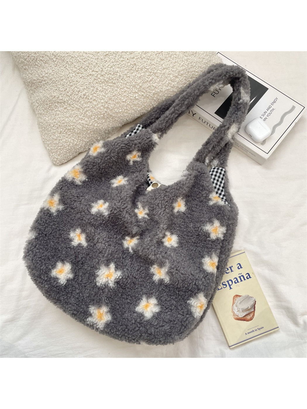 Cosbai - Plush Flower Shoulder Bag