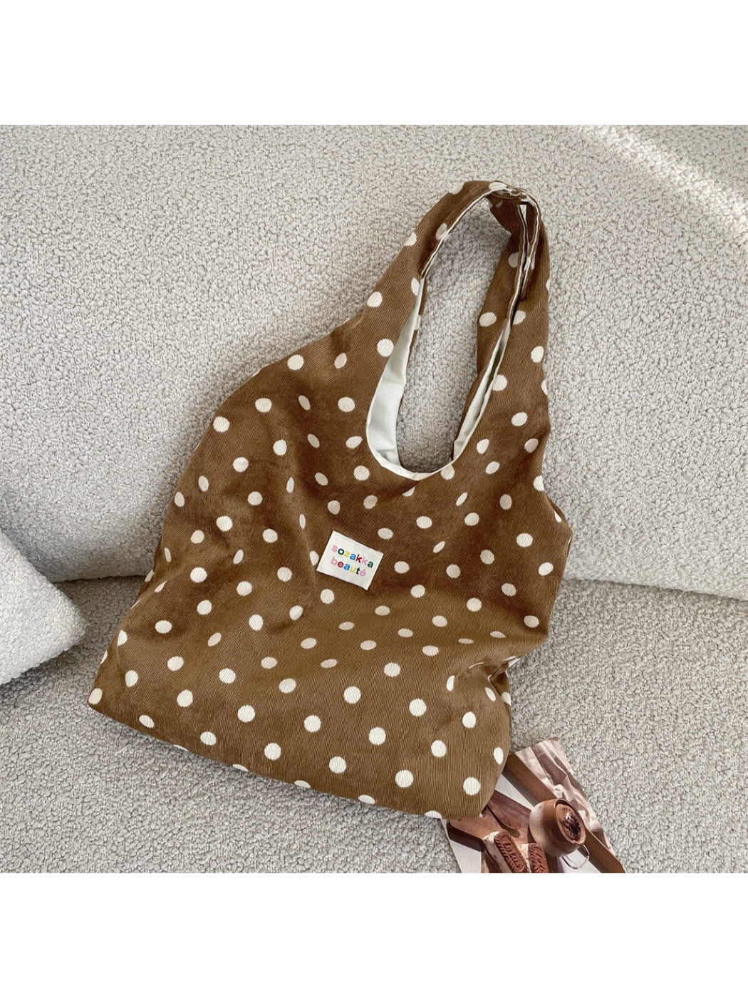 Cosbai - Polka Dot Soft Shoulder Tote Bag