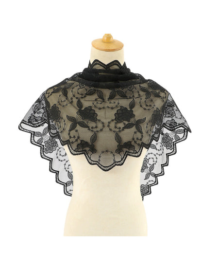 Scarvii Sheer Lace Floral Triangle Scarf
