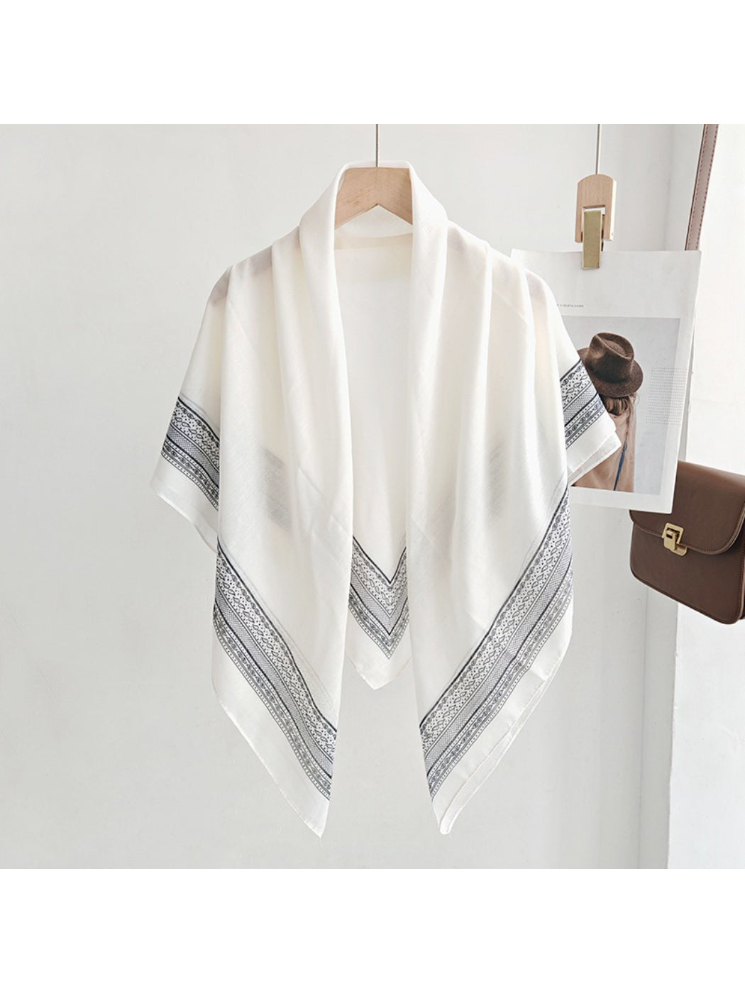 Scarvii Monochrome Border Square Scarf