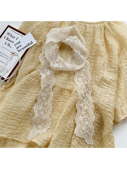 Scarvii - Embroidered Floral Lace Neck Scarf