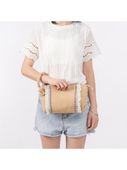 Cosbai - Brown Minimalist Woven Clutch Bag - Boho & Chic