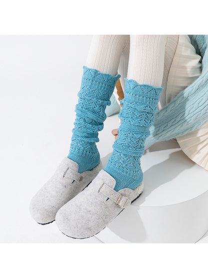 Rufia - Vintage-inspired Knit Socks with Embossed Openwork