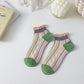 Rufia - Diamond Pattern Floral Ankle Socks