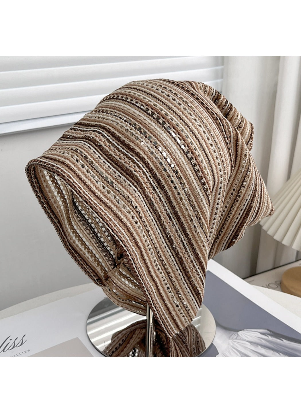 Haila - Multicolor Striped Open-Knit Beanie