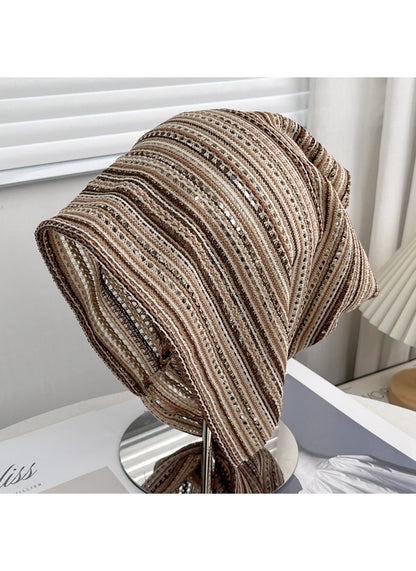 Haila - Multicolor Striped Open-Knit Beanie