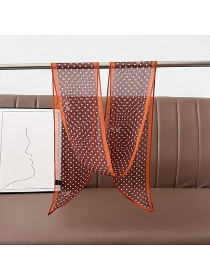 Scarvii - Retro Polka Dot Long Narrow Fashion Scarf