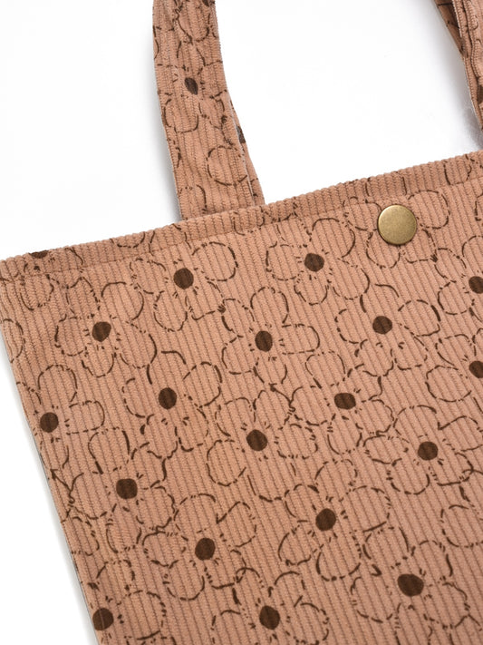 Cosbai Vintage Sakura Corduroy Tote Bag handle detail