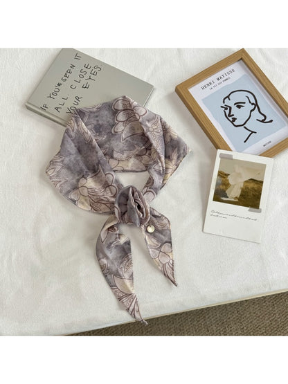 Scarvii - Floral Print Simple Style Scarf