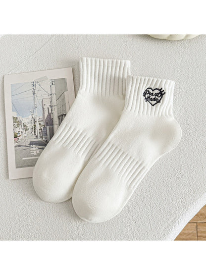 Rufia - Heart Embroidery Ribbed Crew Socks product image 2