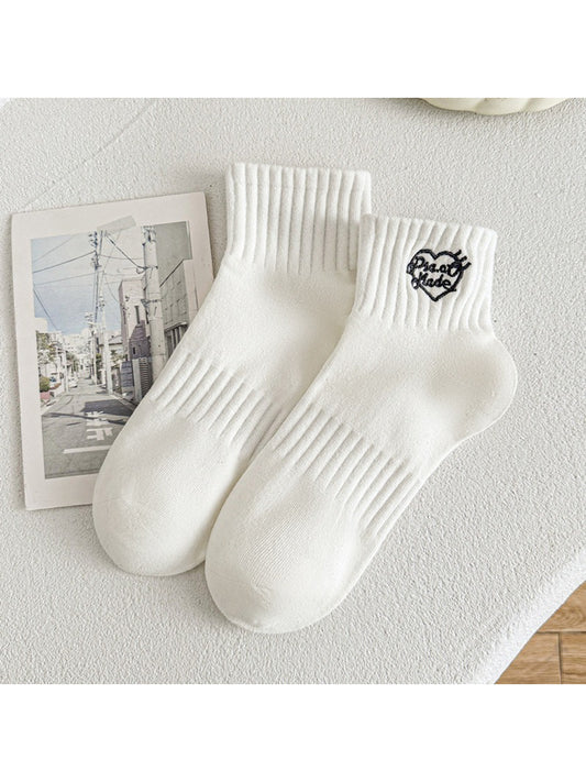 Rufia - Heart Embroidery Ribbed Crew Socks product image 2