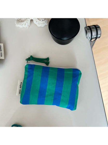 Cosbai - Polka Dot and Check Print Zip Pouch