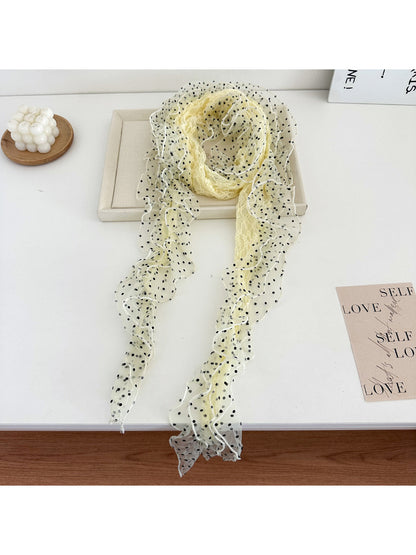 Scarvii - Sheer Dot Ruffle Long Scarf