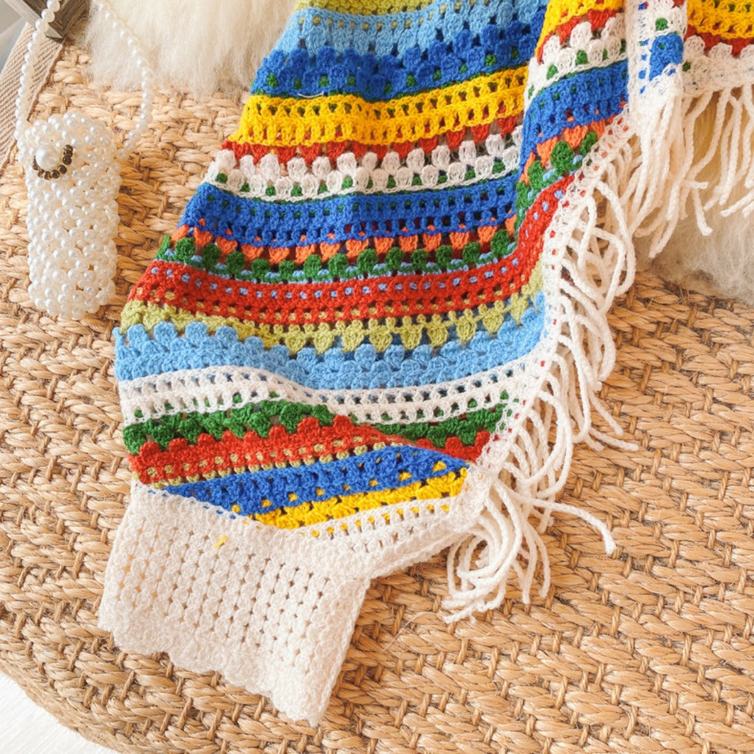 Crosa - Vintage Rainbow Hollow Knit Sweater