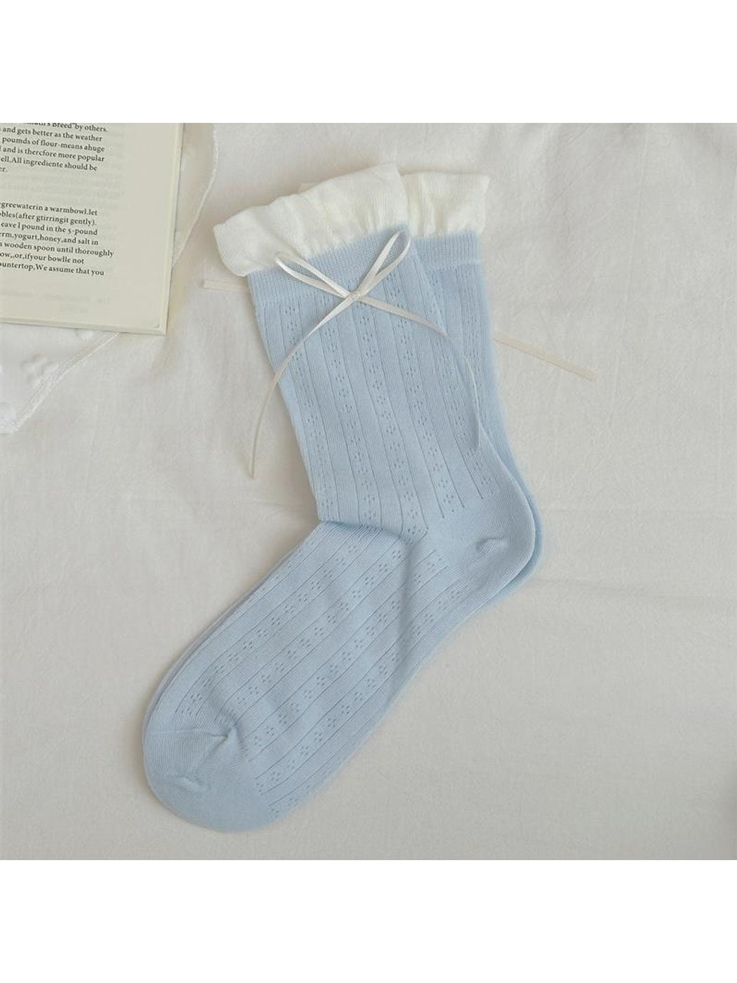 Rufia - Sweet Bow Detail Openwork Crew Socks