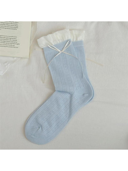 Rufia - Sweet Bow Detail Openwork Crew Socks