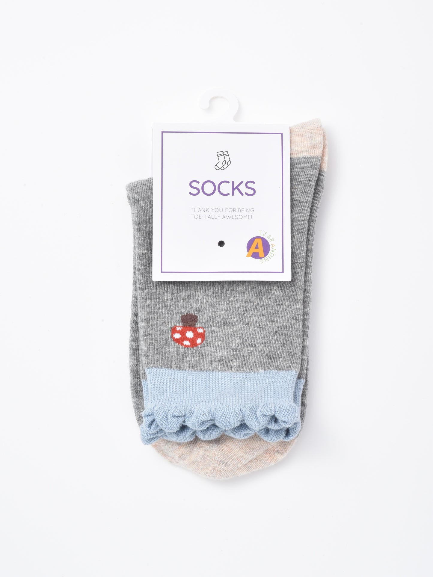 Rufia - Mushroom Print Ruffle Crew Sock