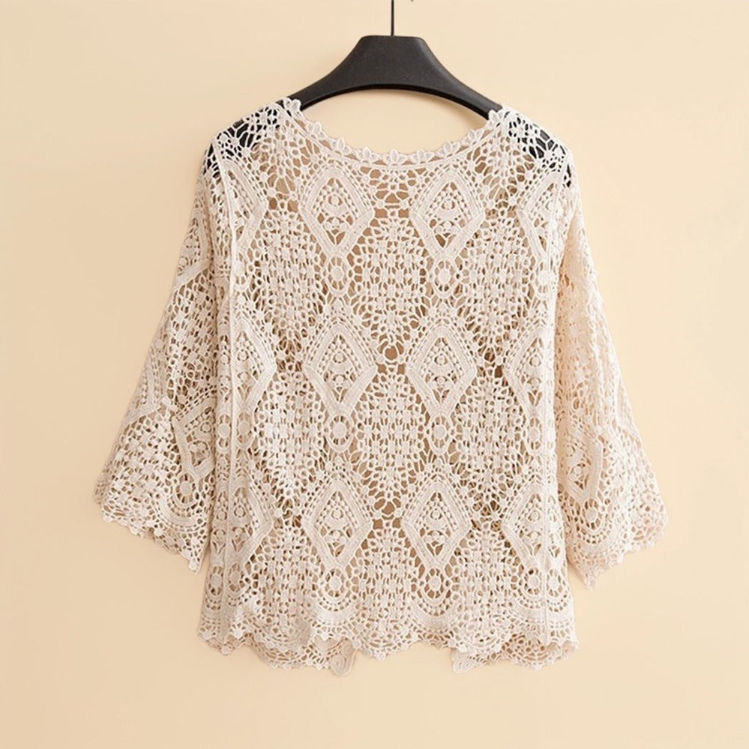 Crosa - Sheer Crochet Cardigan - Ethereal Summer Cover-Up
