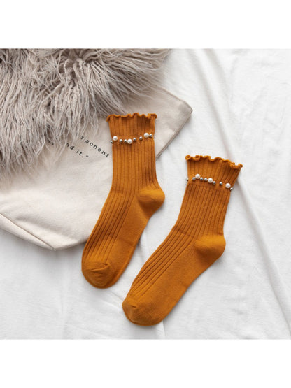 Rufia - Beaded Trim Ribbed Crew Socks product image 6