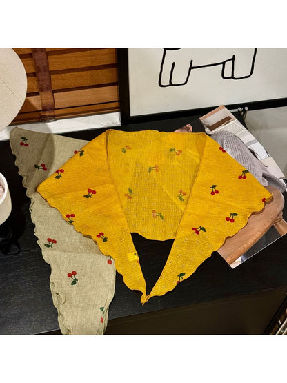 Scarvii - Playful Cherry Print Triangle Bandana