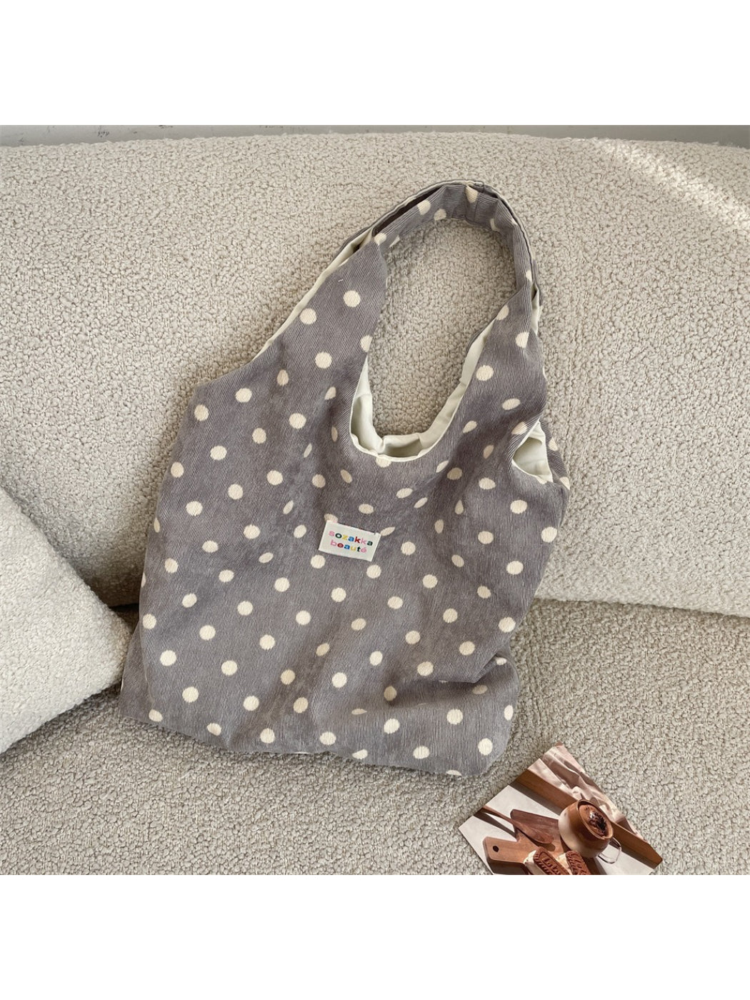Cosbai - Polka Dot Soft Shoulder Tote Bag