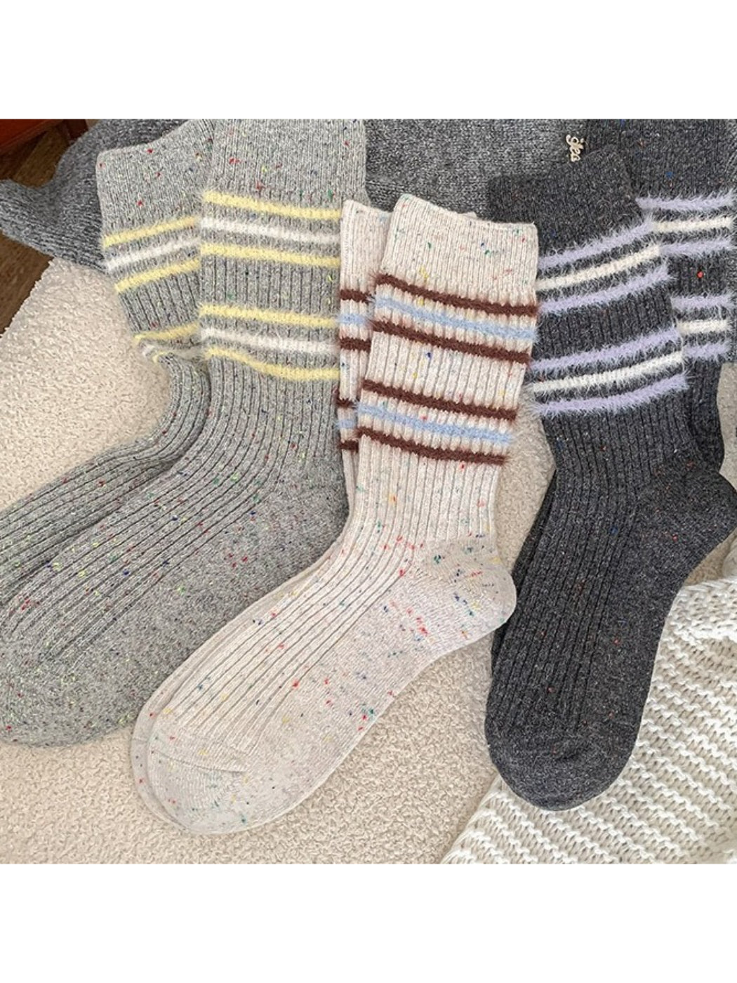 Rufia - Speckled Rib Crew Socks
