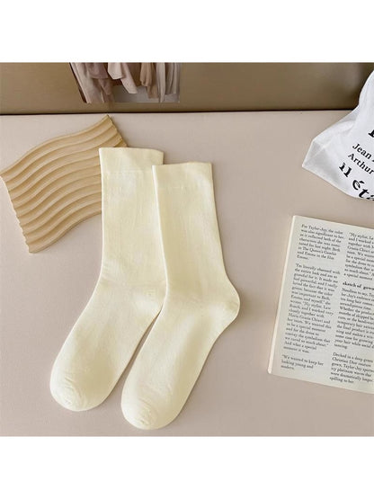 Rufia - Classic Creamy Solid Color Crew Socks