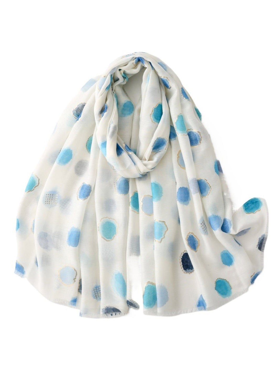 Folded Scarvii Watercolour Dot scarf displaying pastel dot design