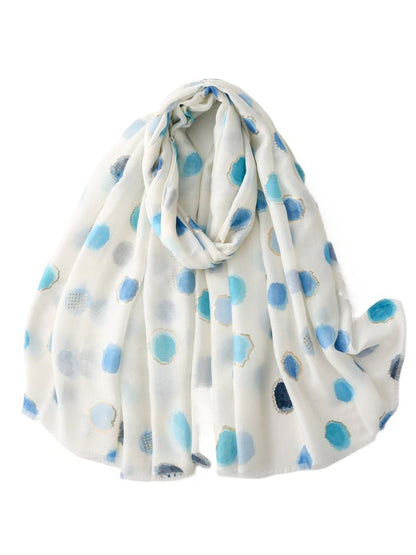 Folded Scarvii Watercolour Dot scarf displaying pastel dot design