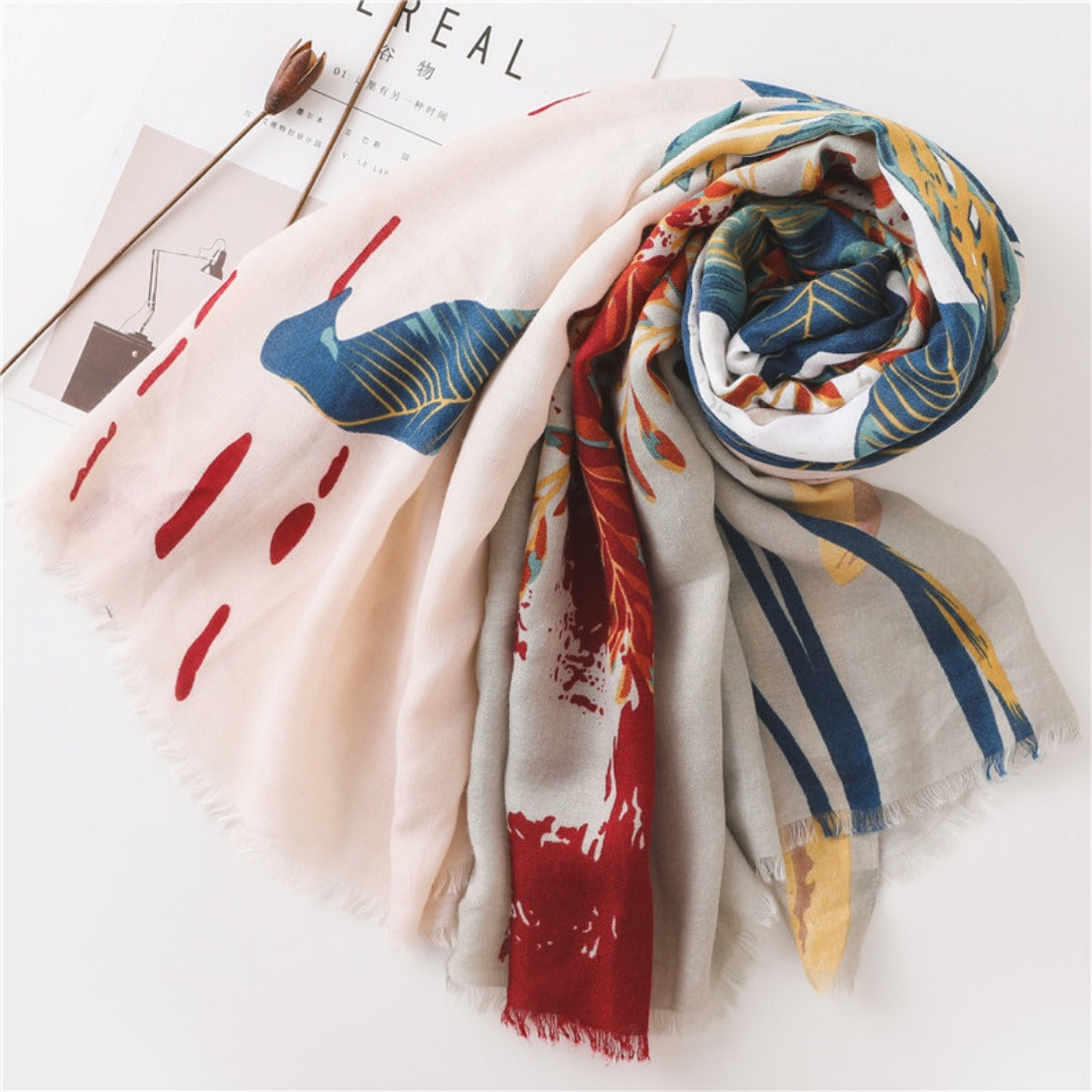 Scarvii - Floral Plant Pattern Summer Scarf