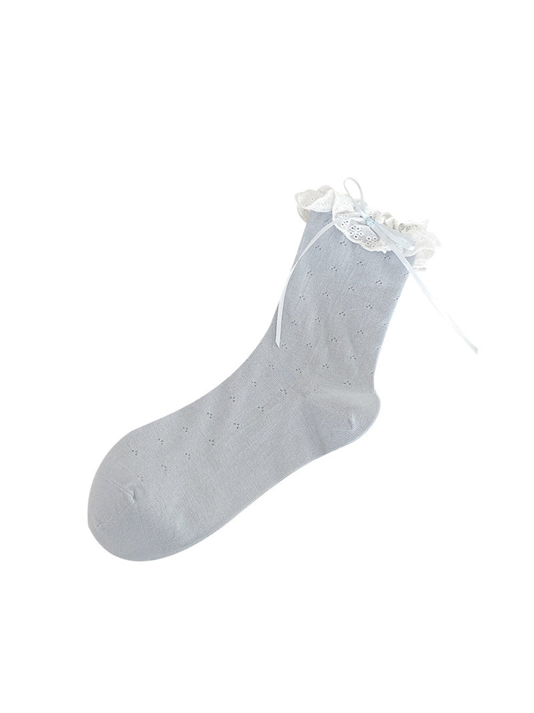 Rufia - Ruffle Lace Trim Bow Detail Crew Socks