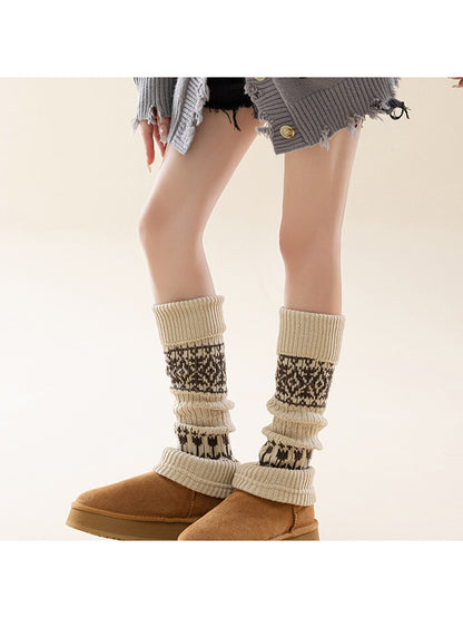 Cozyra - Vintage Geometric Knit Leg Warmers