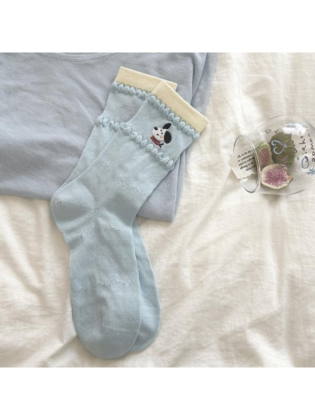 Rufia - Cartoon Dog Embroidered Crew Socks
