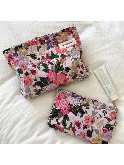 Cosbai - Floral Jacquard Zipper Cosmetic Bag
