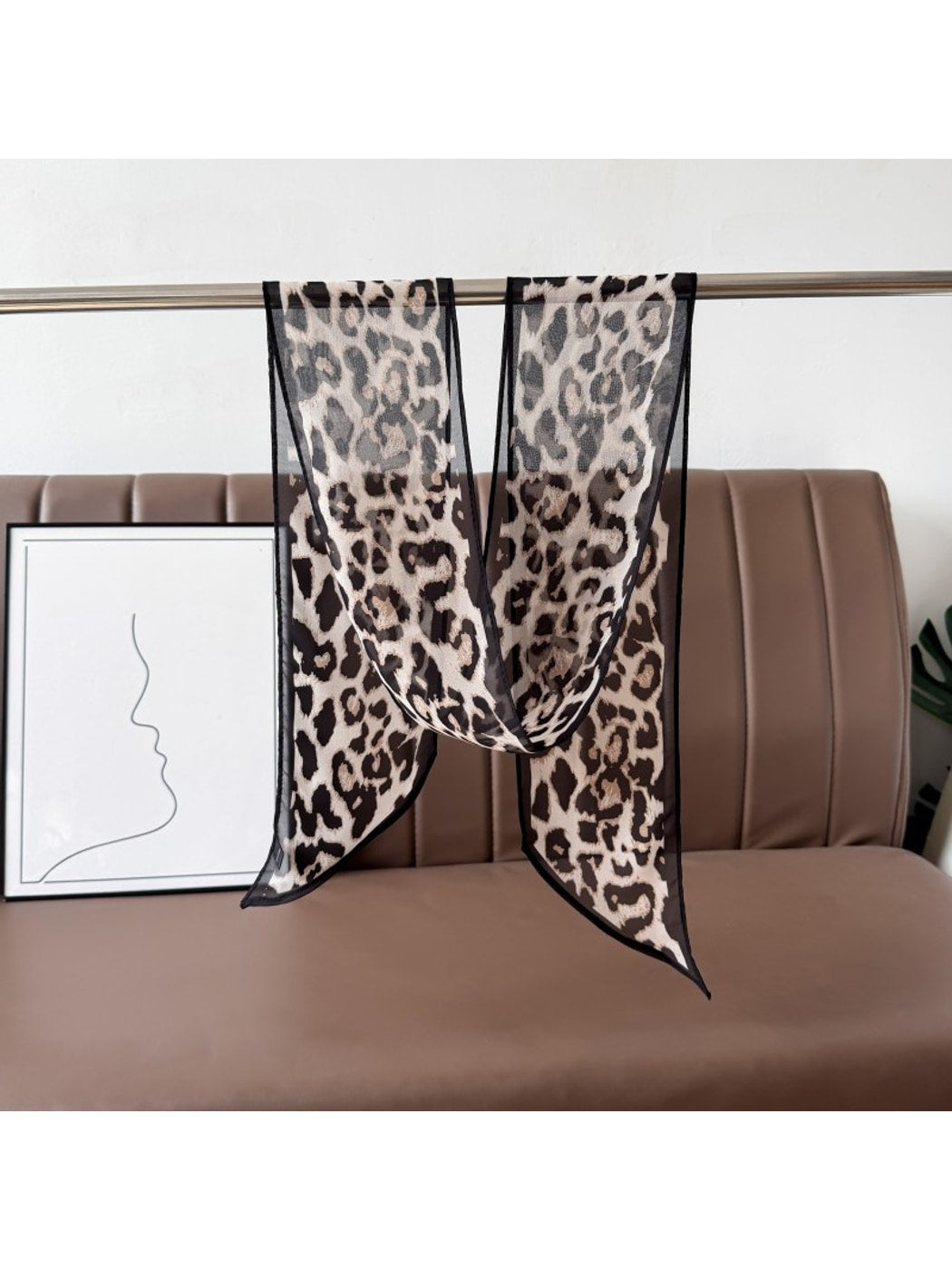 Scarvii - Long Narrow Leopard Print Styling Scarf
