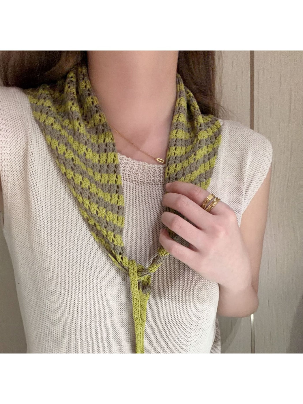 Scarvii - Geometric Stripe Tie-End Triangle Scarf
