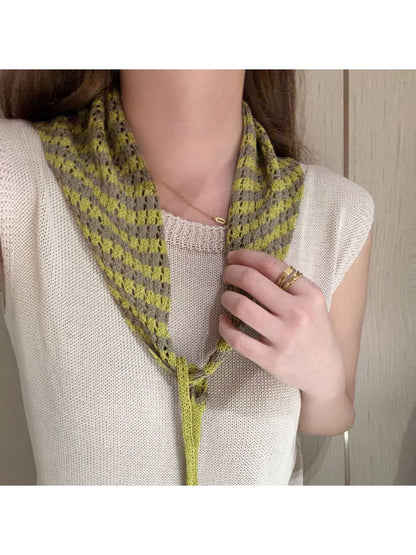 Scarvii - Geometric Stripe Tie-End Triangle Scarf