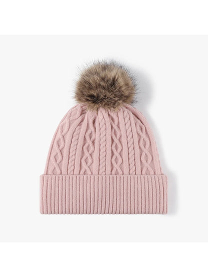 Haila - Cable-Knit Fleece-Lined Pom-Pom Beanie